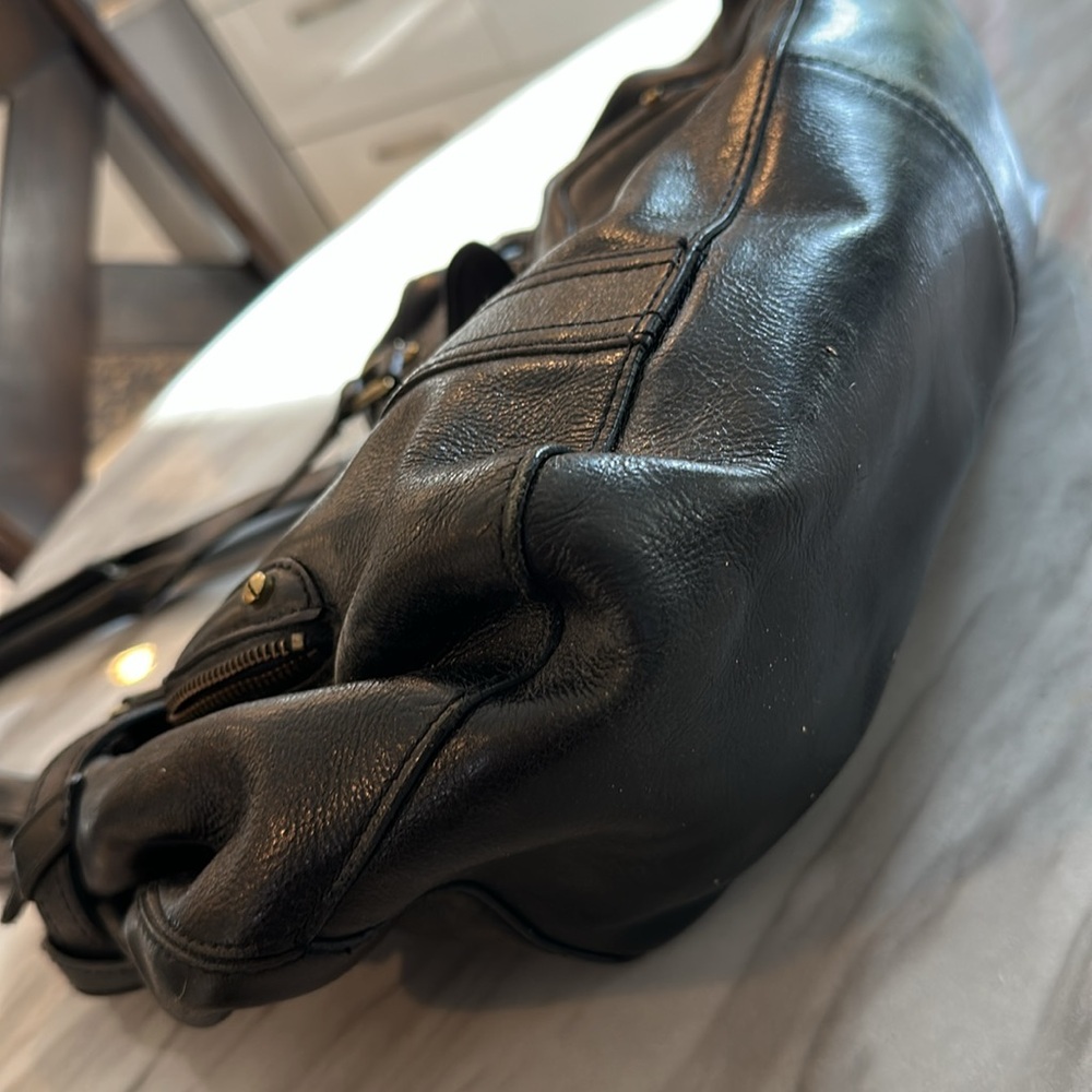 Cole Haan Black Leather Handbag Shoulder Tote Buckle Y2K - Picture 4 of 10